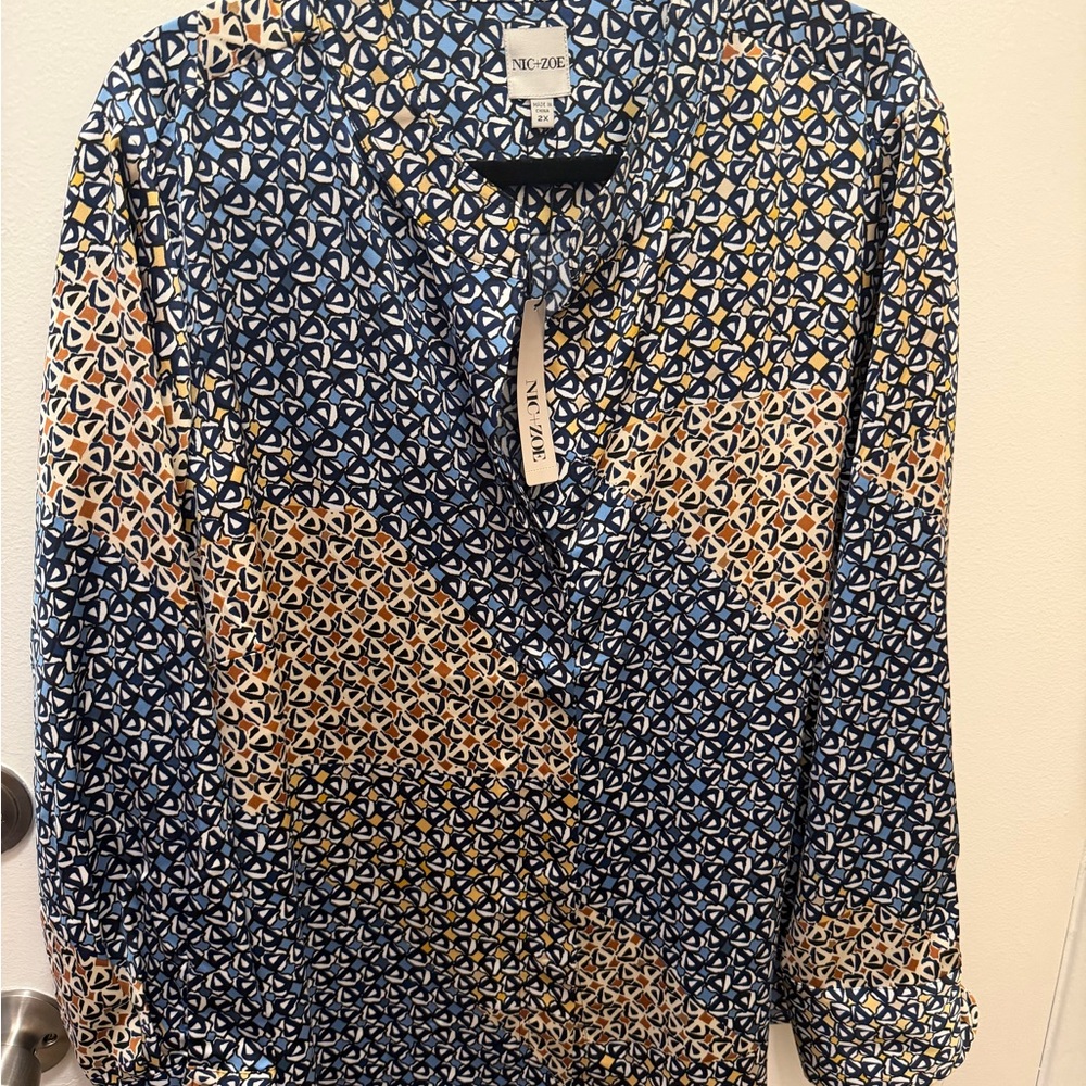 NIC+ZOE Women's Multicolor Geometric Blouse